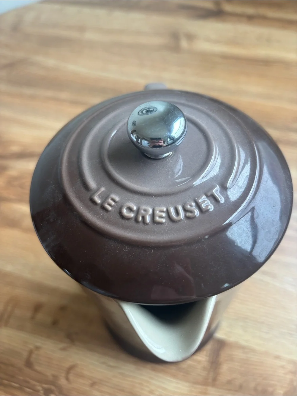 Le Creuset Brown Ceramic Coffee Press with Chrome Knob